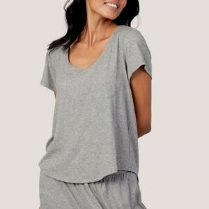 NWT LIVELY Ribbed Heather Gray Pocket Square Tee Small